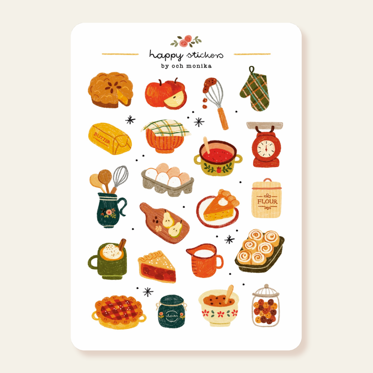 Planche d'autocollants A6 - Pâtisserie d'automne