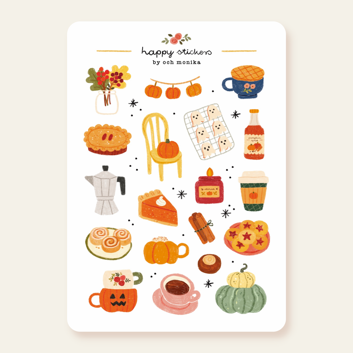 Planche d'autocollants A6 - Fall Café