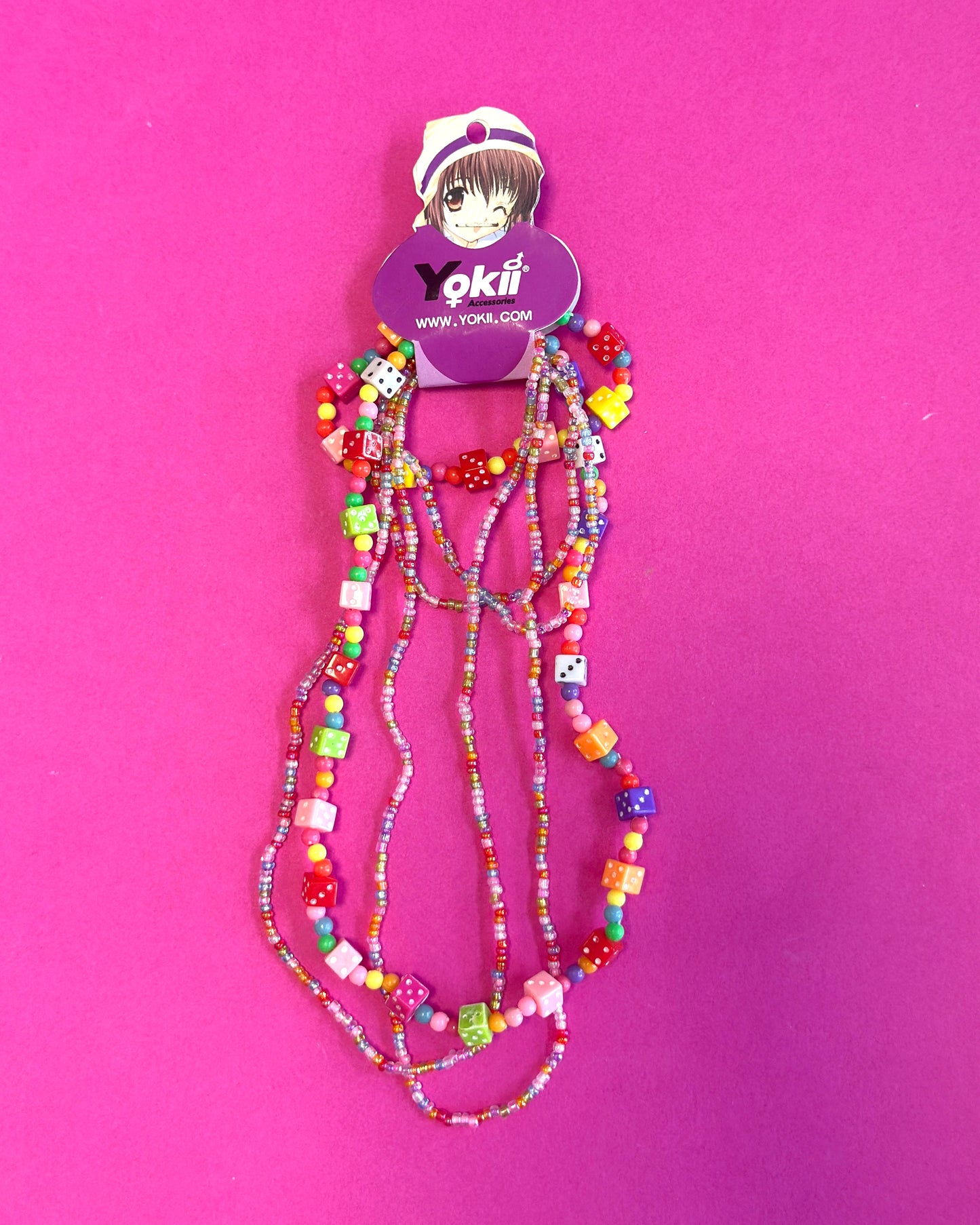 Ensemble collier + bracelet en perles | Dés multicolores