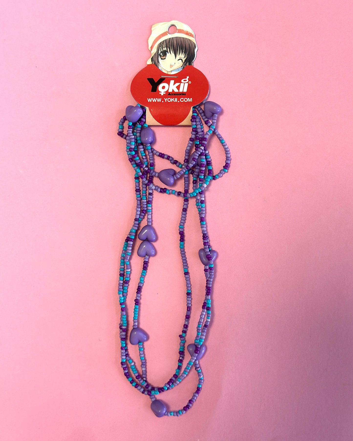 Ensemble collier + bracelet en perles | Coeurs Violets