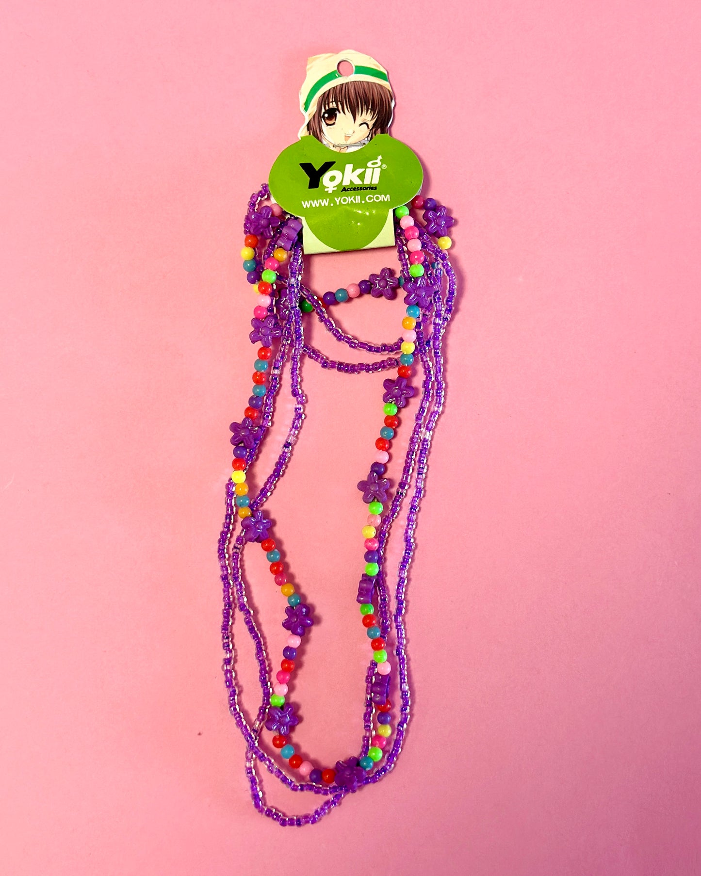 Ensemble collier + bracelet en perles | Fleurs Violettes