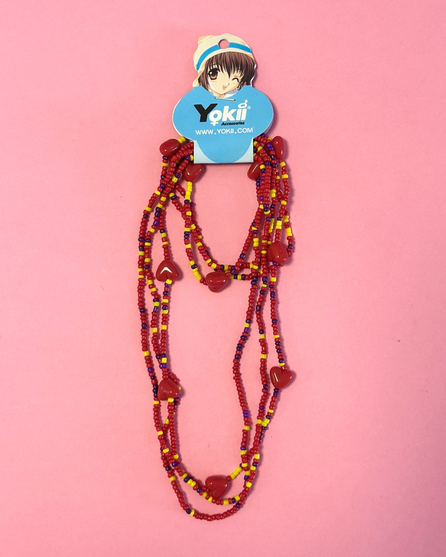 Ensemble collier + bracelet en perles | Coeurs Rouges