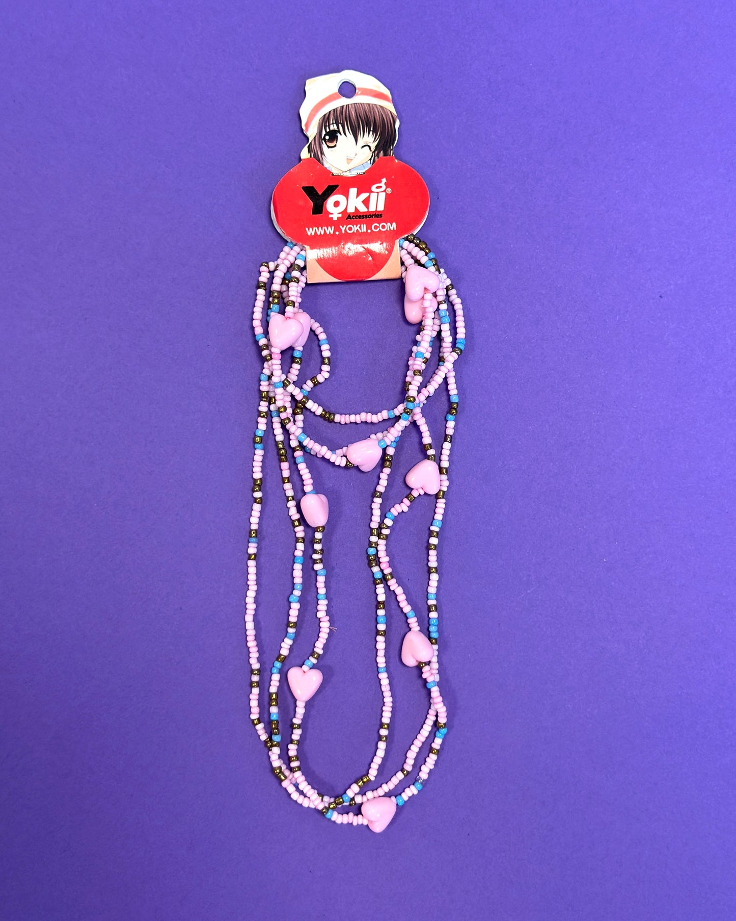 Ensemble collier + bracelet en perles | Coeurs Roses Pastel