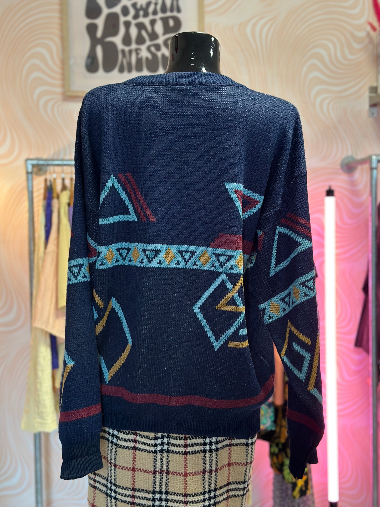 Pull bleu à motifs | T. XL