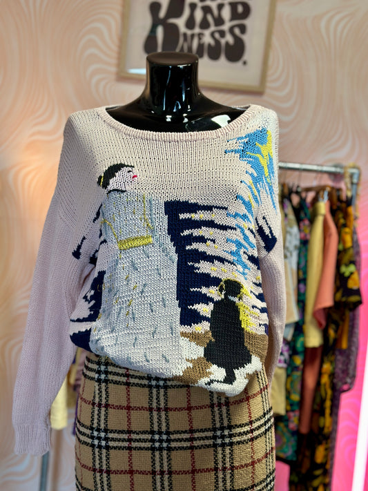 Pull rose pastel à motifs | T. L