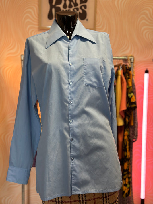 Chemise bleu col pelle à tarte | T. M