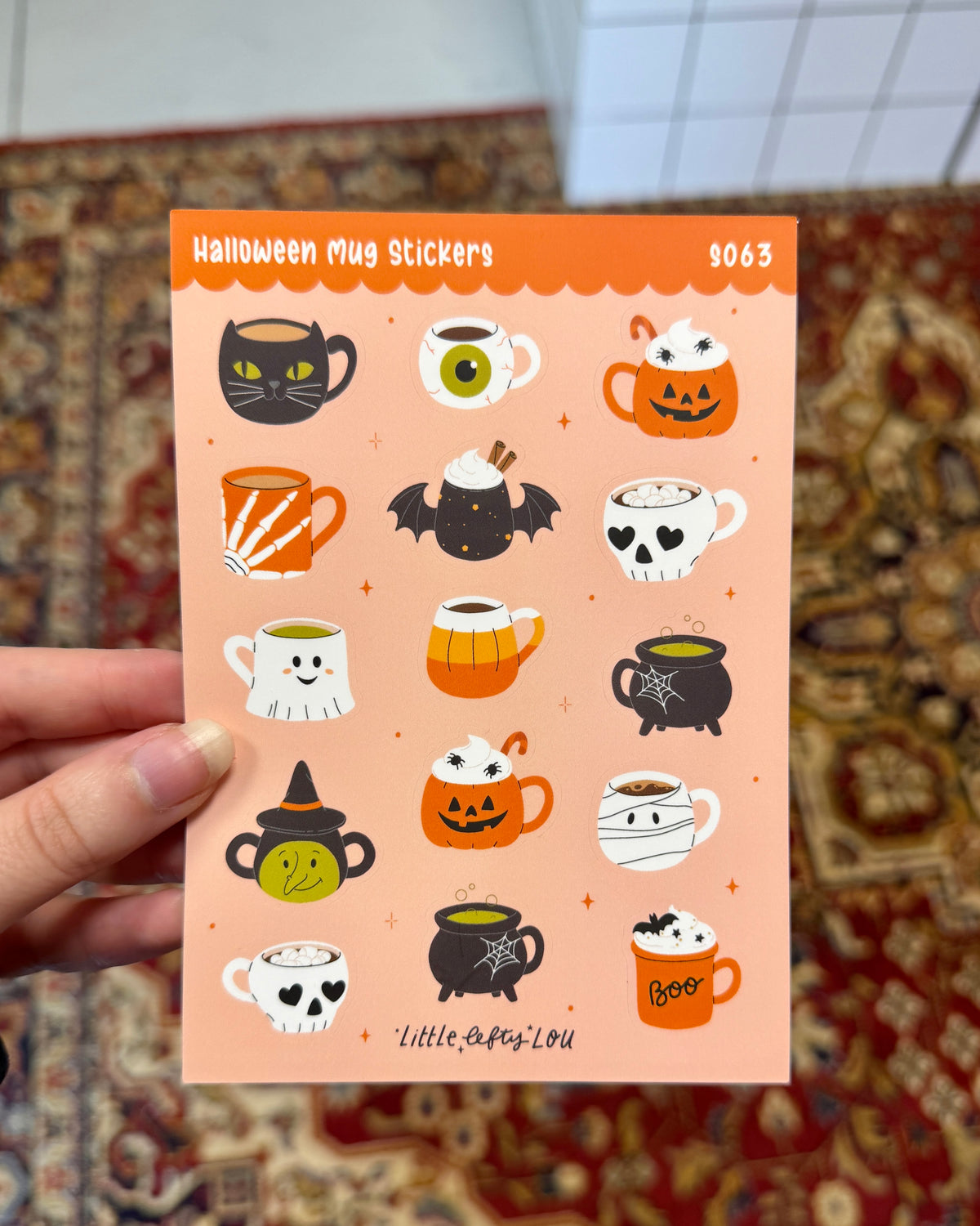 Planche d'autocollants A6 - Tasses d'Halloween