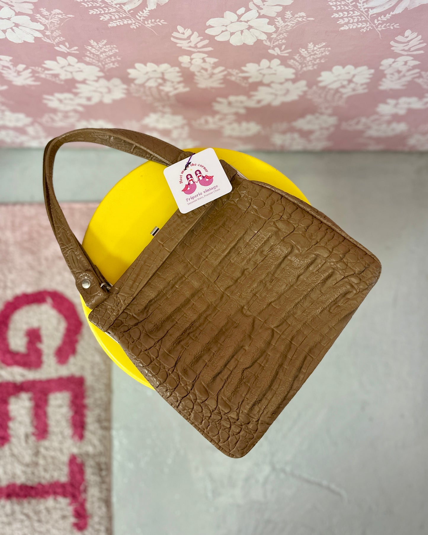 Sac à main carré camel