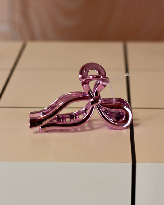 Grande pince à cheveux noeud rose