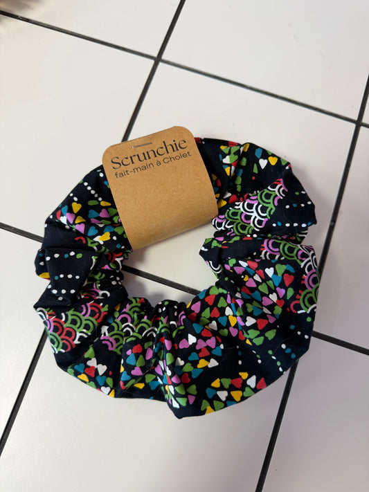 Big Scrunchie Noir à petits coeurs