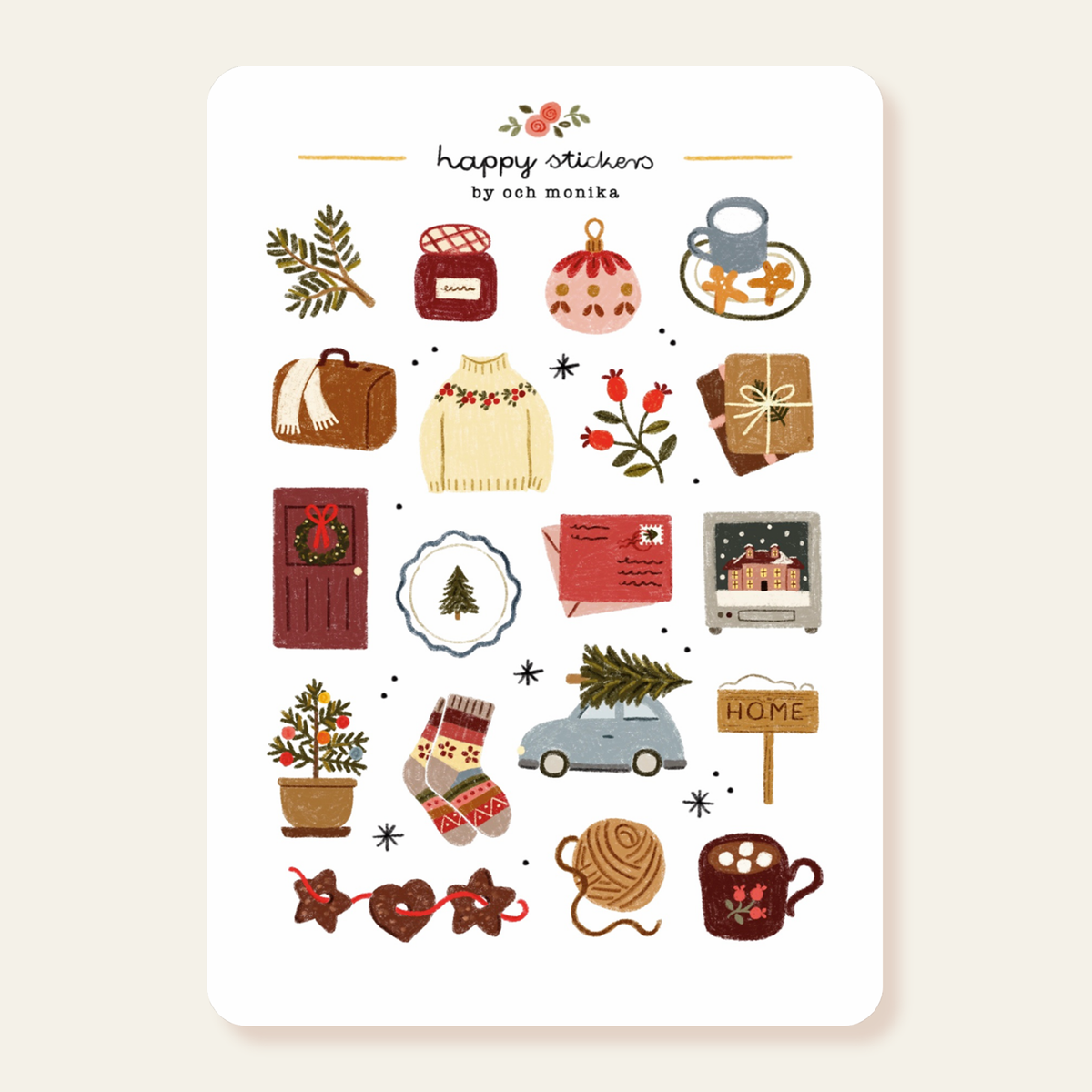 Planche d'autocollants - Retour à la maison pour Noël