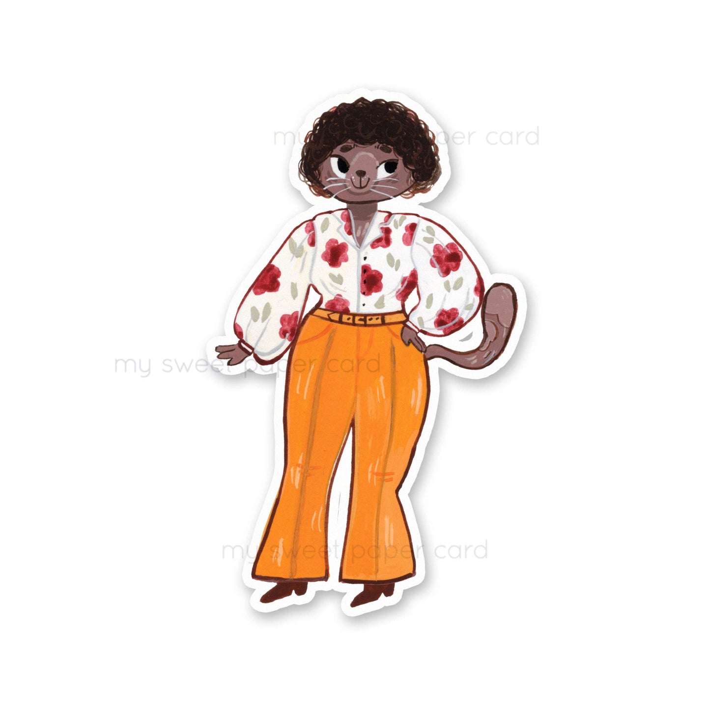 Autocollants en vinyle - Chat des années 1970