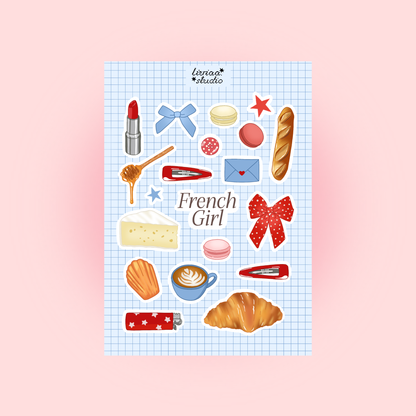 Planche de Stickers French Girl A5
