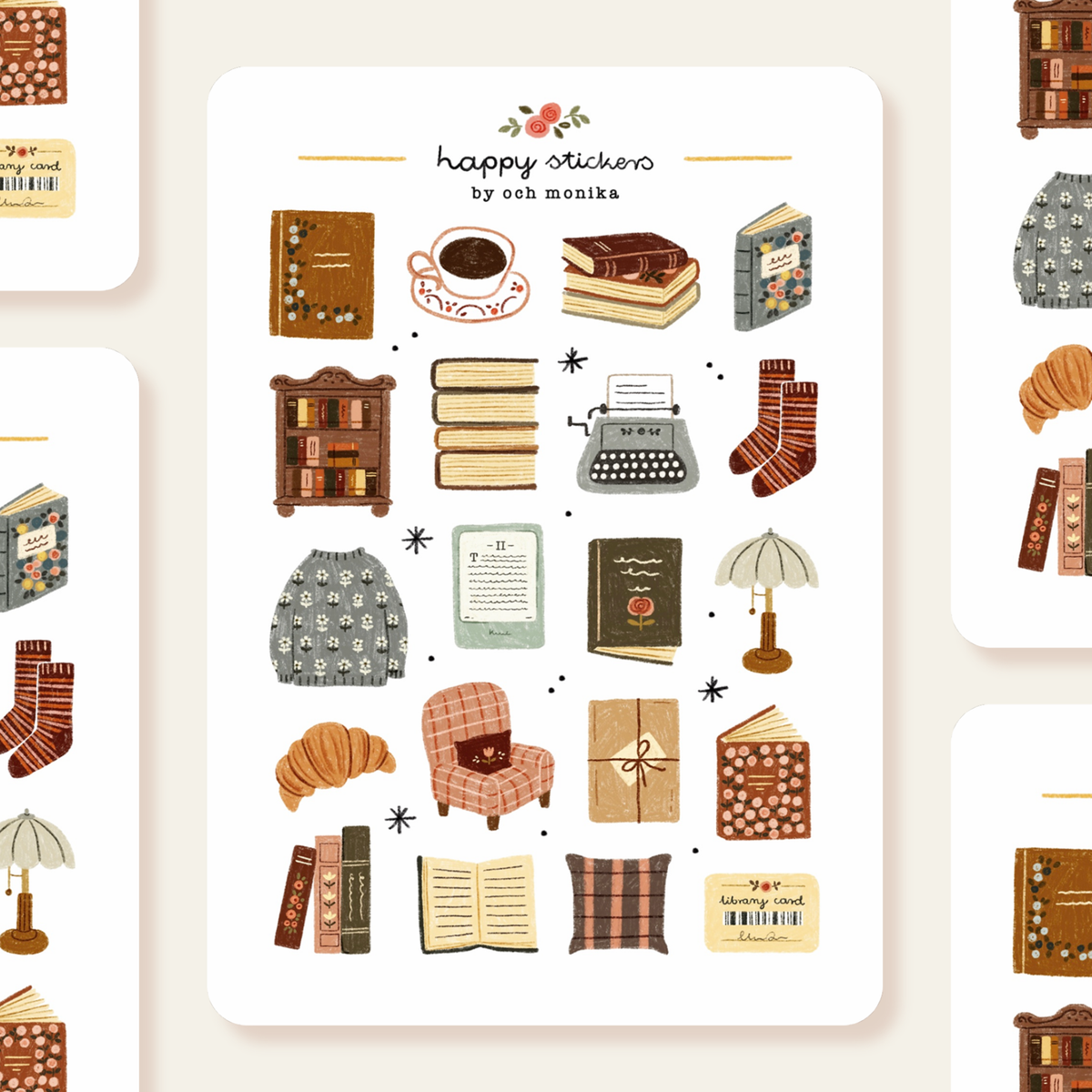 Planche d'autocollants A6 - Coin des bibliophiles