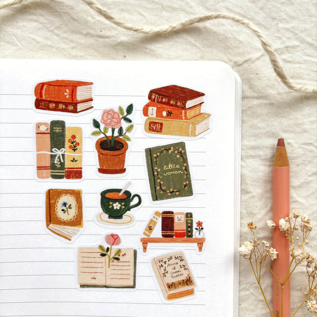Planche d'autocollants A6 - Bookish