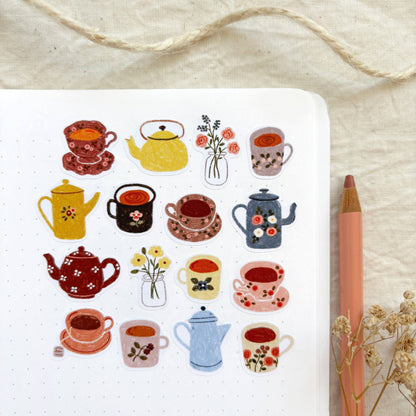 Planche d'autocollants - Petites tasses de thé