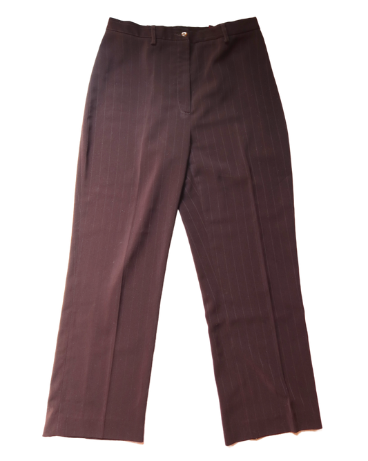 Pantalon marron à fines rayures | T. M