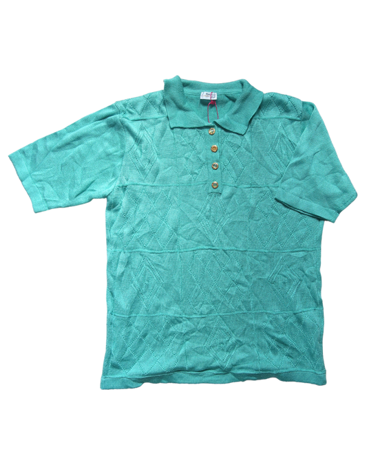 Polo en maille turquoise | T. L
