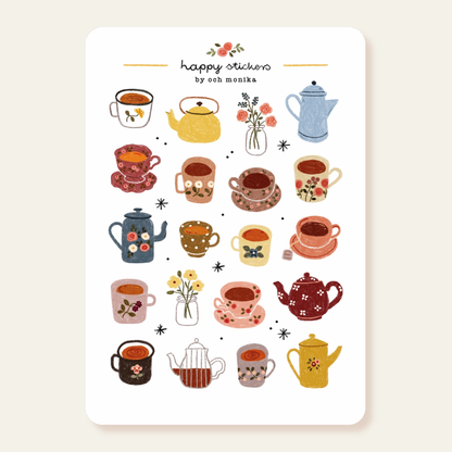Planche d'autocollants - Petites tasses de thé