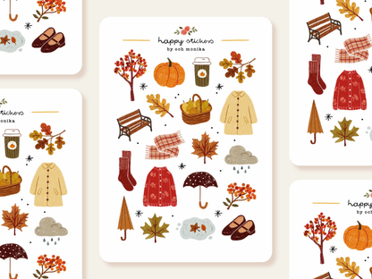 Planche d'autocollants A6 - Balade d'automne