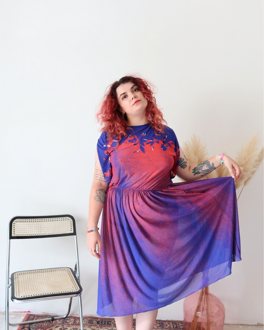 Robe dégradé bleu et rouge | T. M