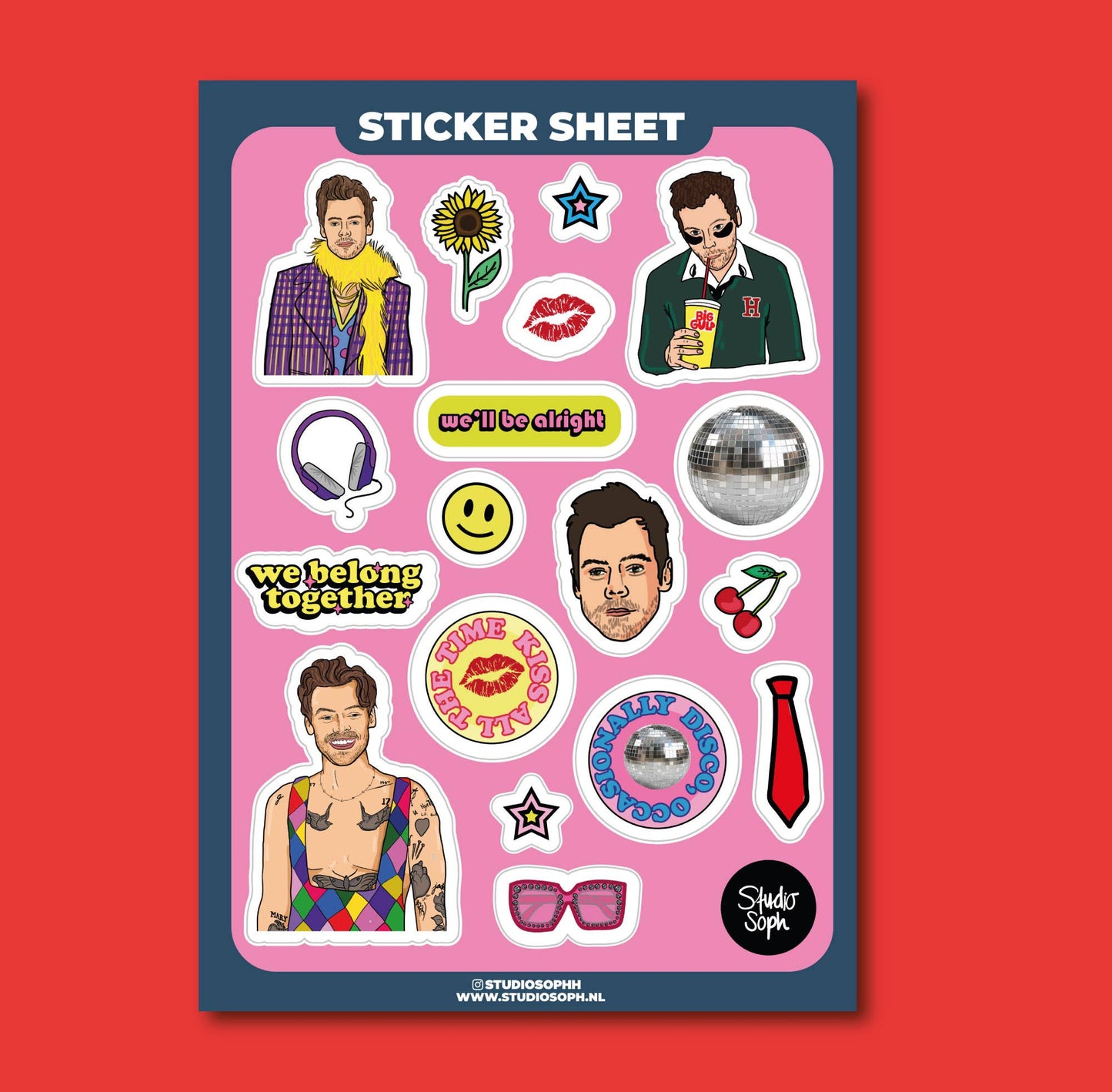 Planche de stickers - Kiss et Disco Harry Styles