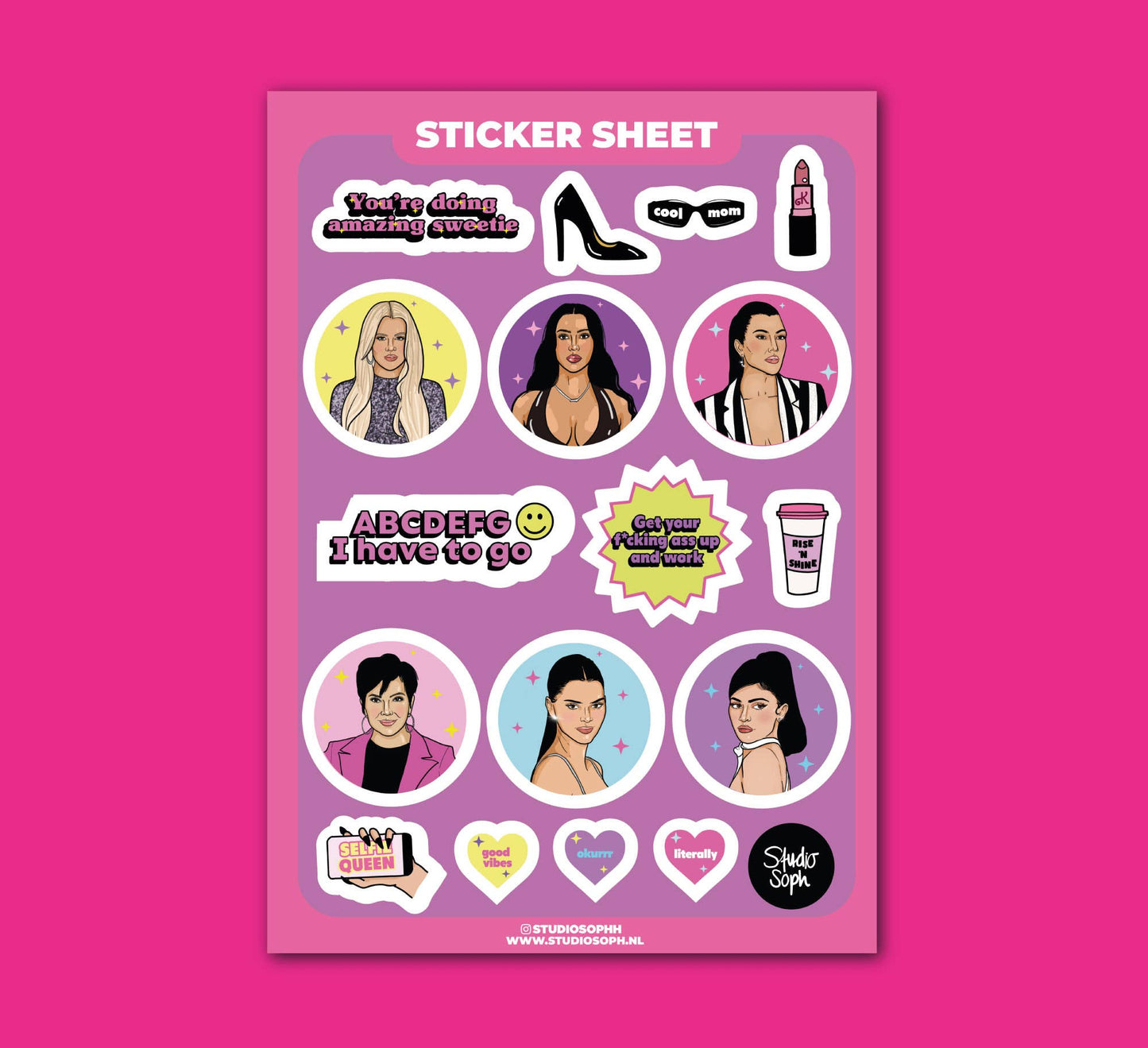 Planche de stickers A5 - Kardashians