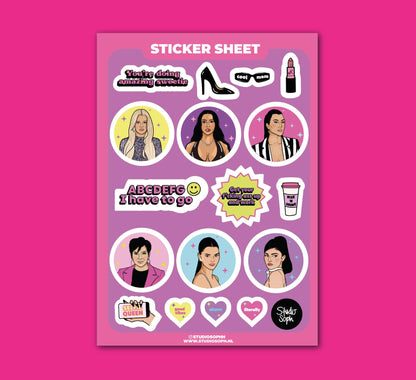 Planche de stickers A5 - Kardashians