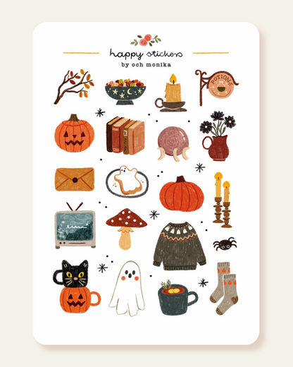 Planche d'autocollants A6 - Halloween effrayant