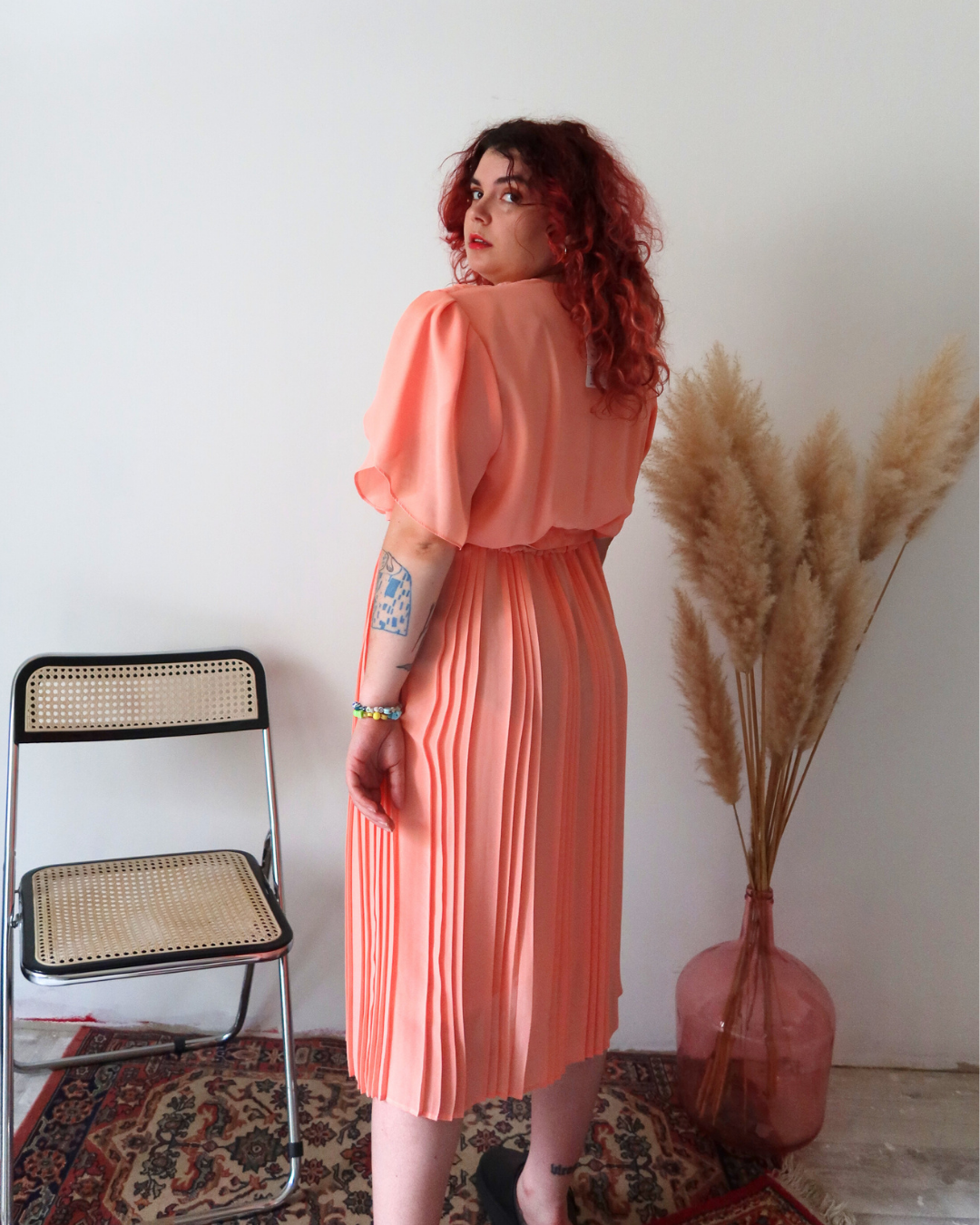 Robe plissée corail | T. M