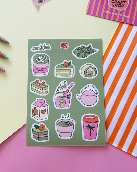 Planche stickers matcha A6