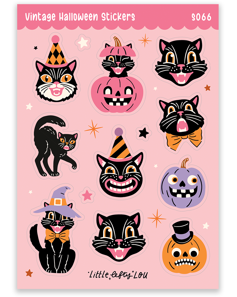 Planche d'autocollants A6 - Halloween Vintage Rose