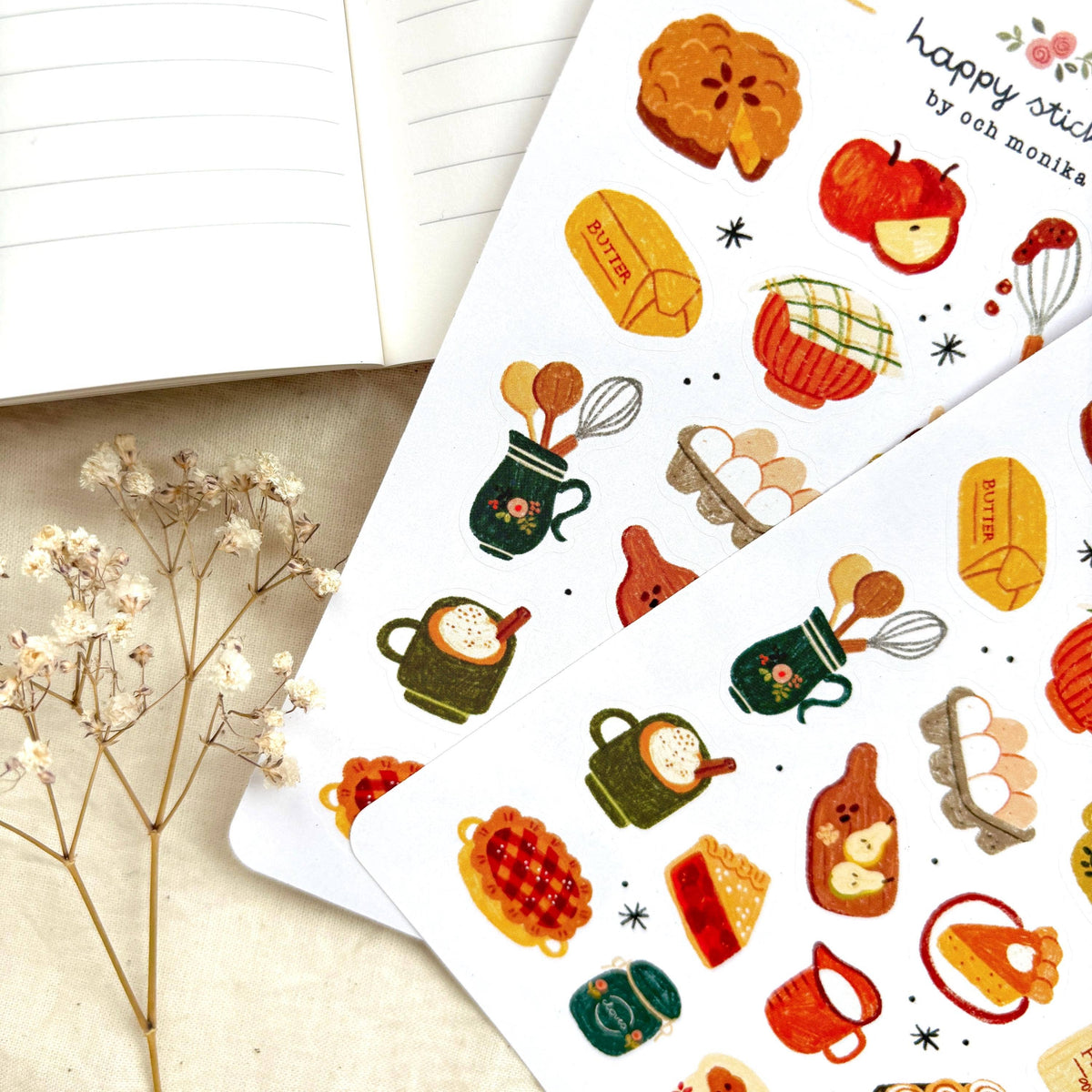 Planche d'autocollants A6 - Pâtisserie d'automne