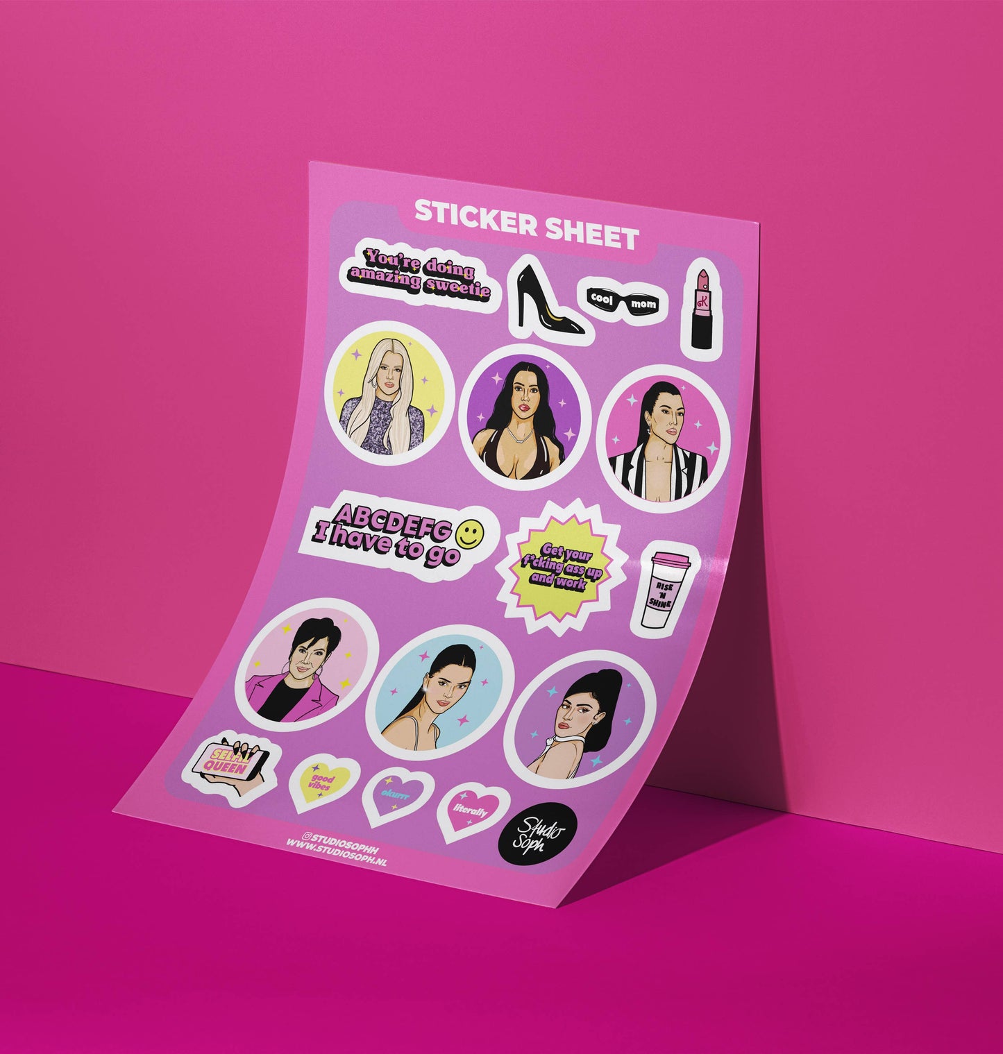 Planche de stickers A5 - Kardashians