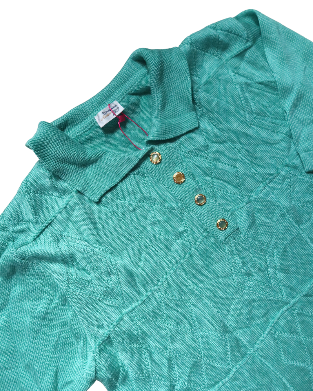 Polo en maille turquoise | T. L
