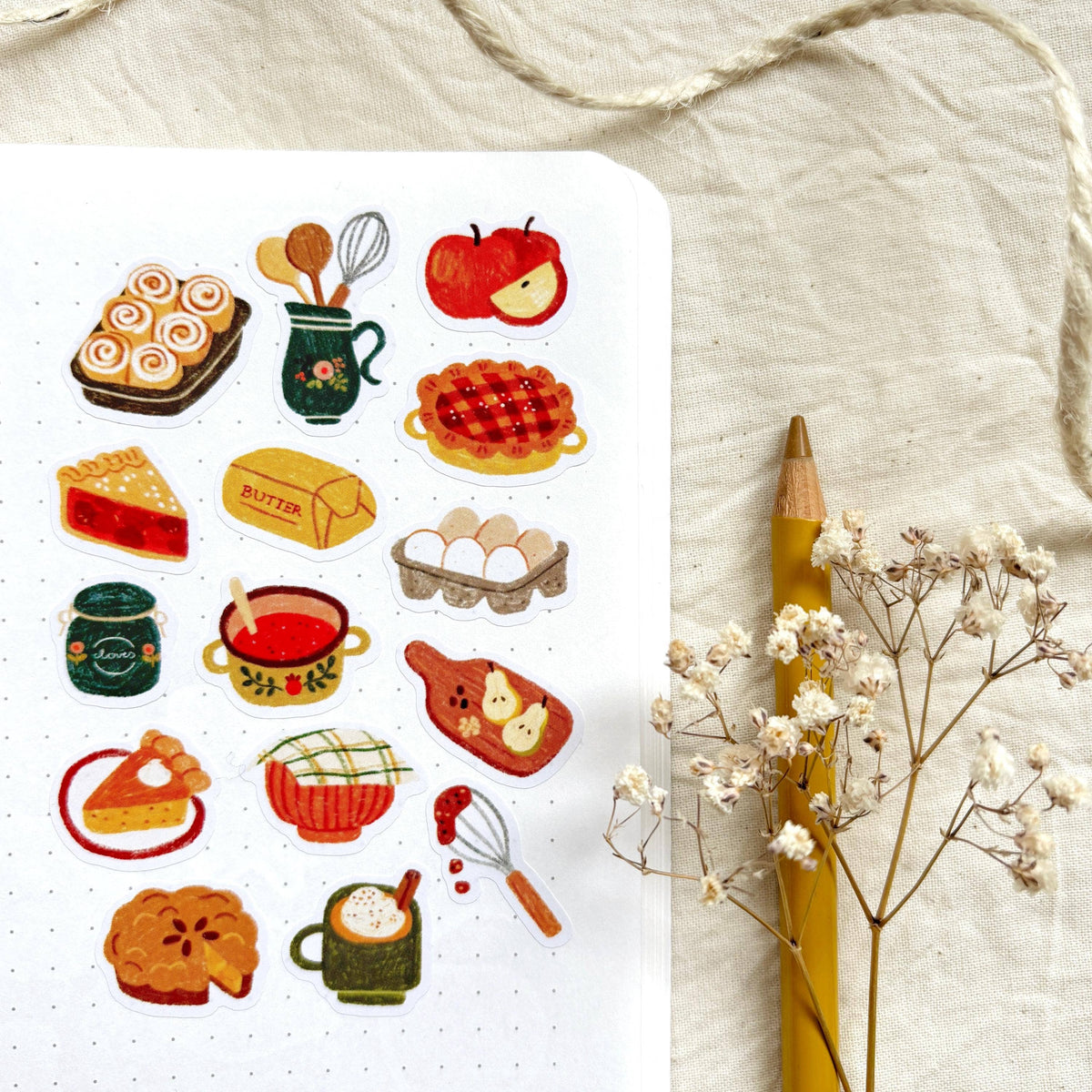 Planche d'autocollants A6 - Pâtisserie d'automne