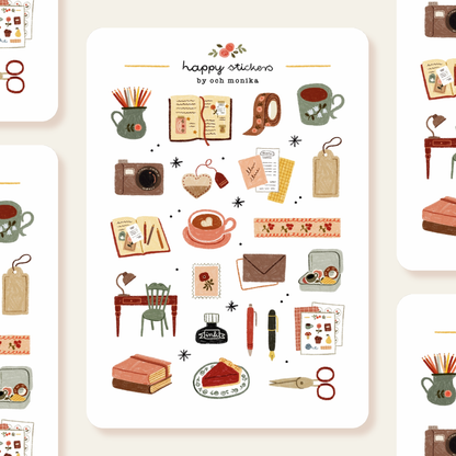Planche d'autocollants A6 - Journaling cocooning