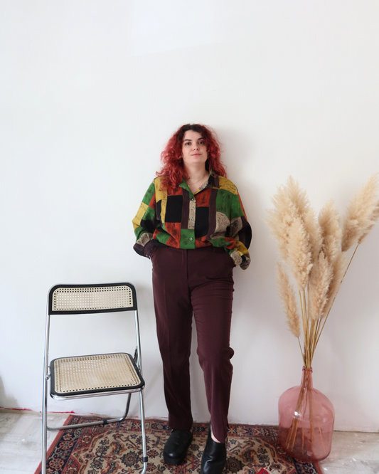 Pantalon marron satiné | T. L