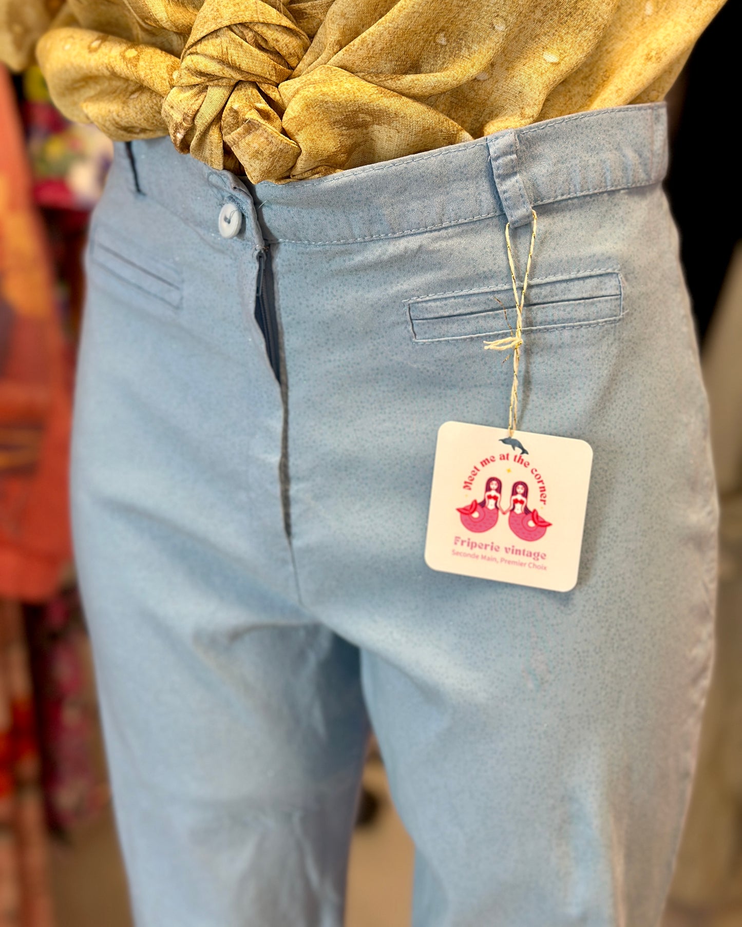 Pantalon bleu ciel à paillettes | T. 34 à 38