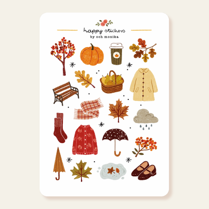Planche d'autocollants A6 - Balade d'automne