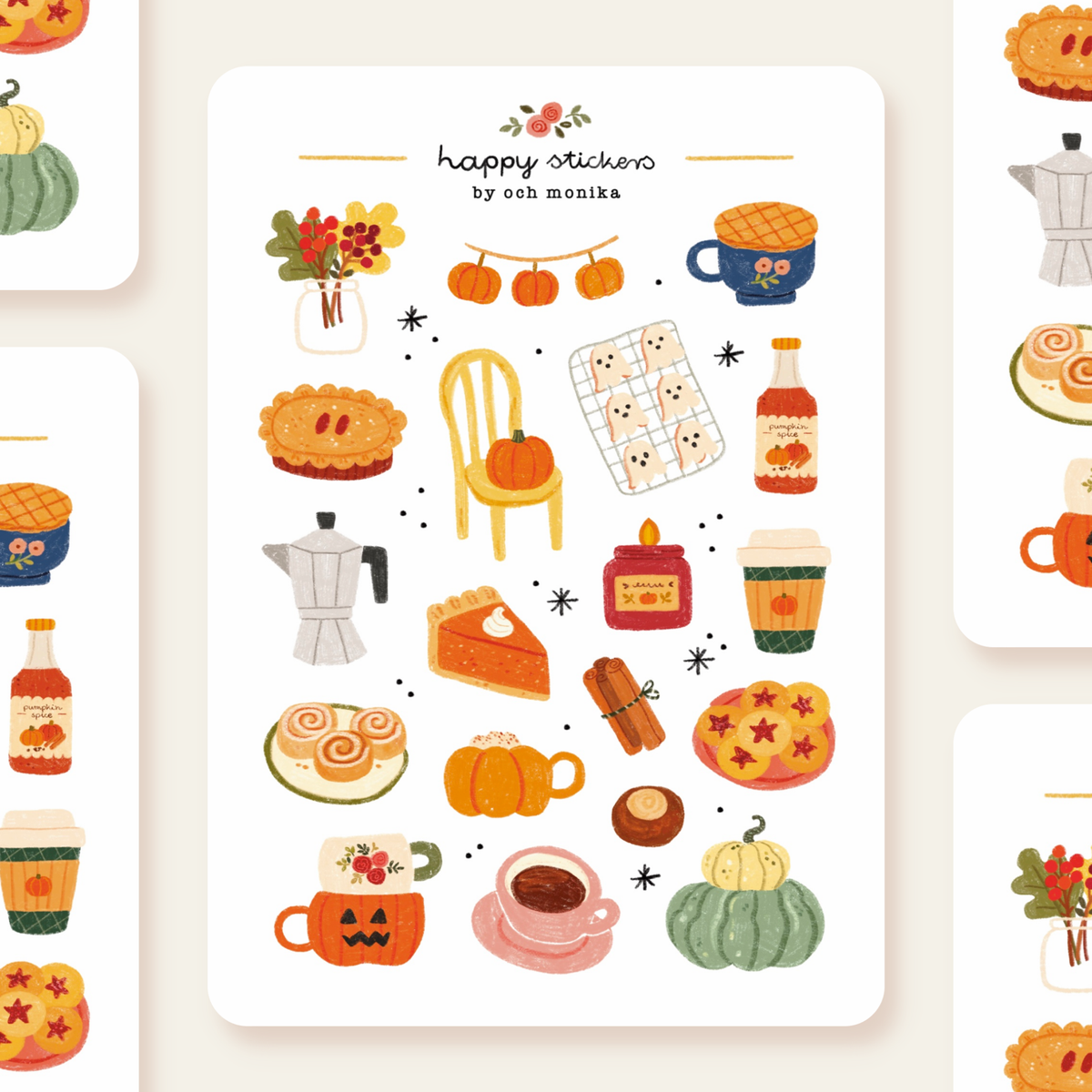 Planche d'autocollants A6 - Fall Café