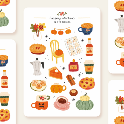Planche d'autocollants A6 - Fall Café