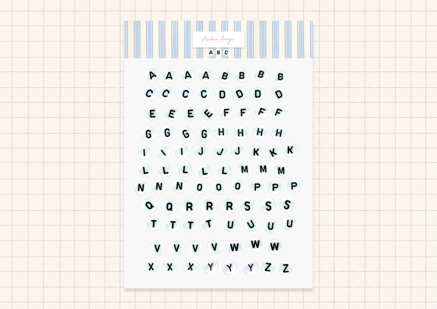 Planche de stickers lettres perles