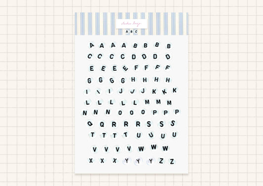 Planche de stickers lettres perles