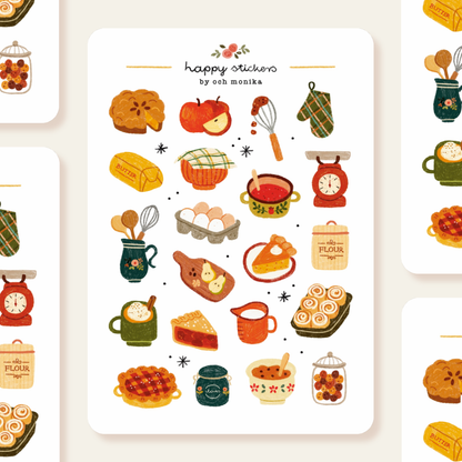 Planche d'autocollants A6 - Pâtisserie d'automne