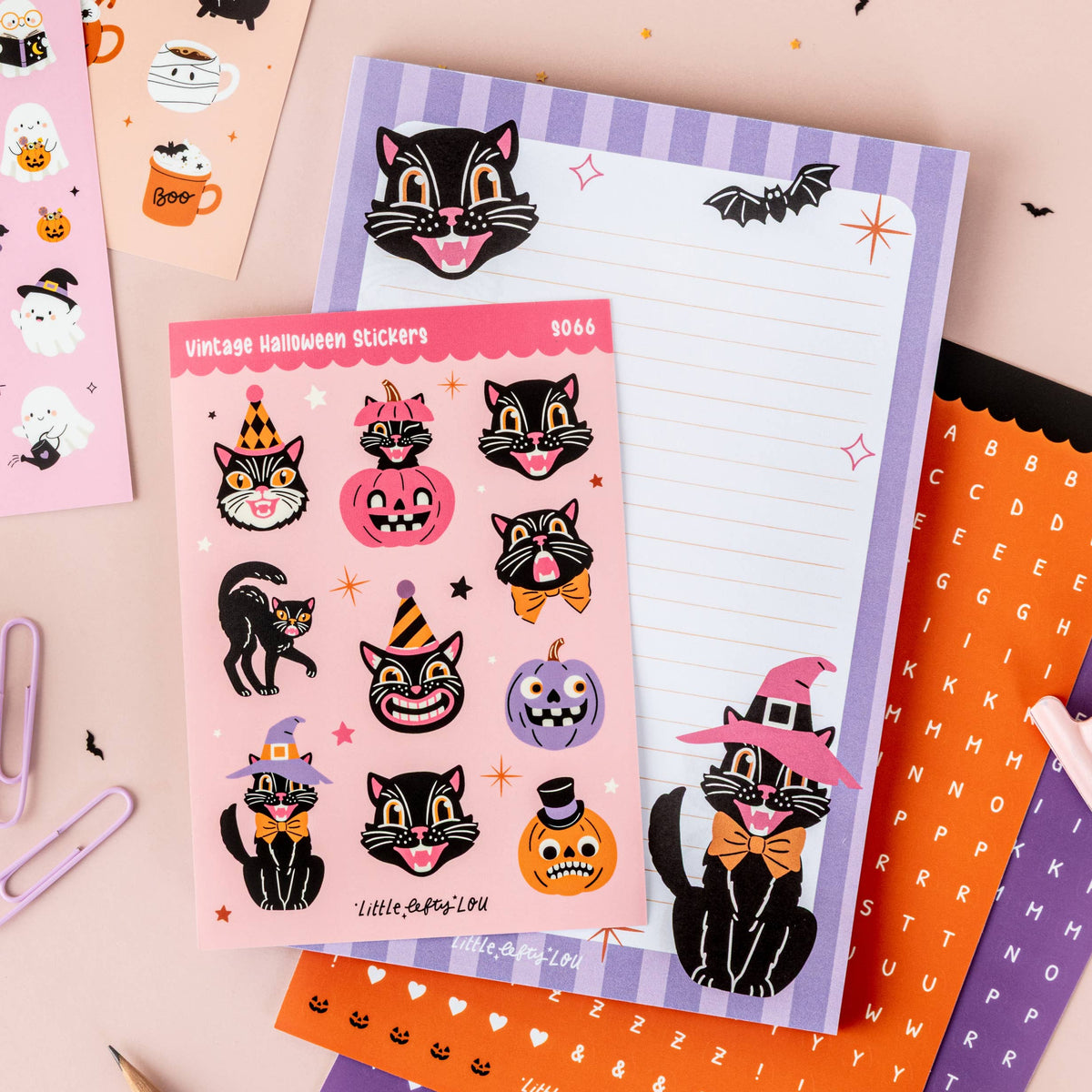 Planche d'autocollants A6 - Halloween Vintage Rose