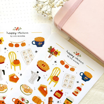 Planche d'autocollants A6 - Fall Café