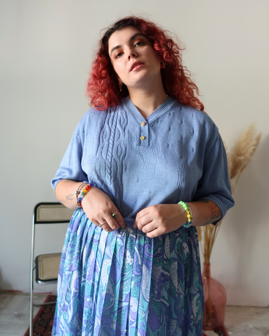 Top en maille bleu | T. XL