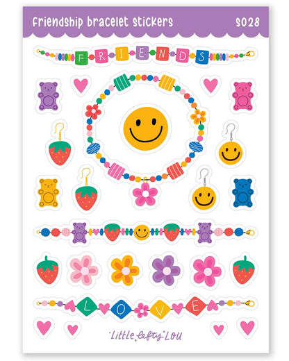 Planche d'autocollants A6 - Bracelet d'amitié holographique pailletée