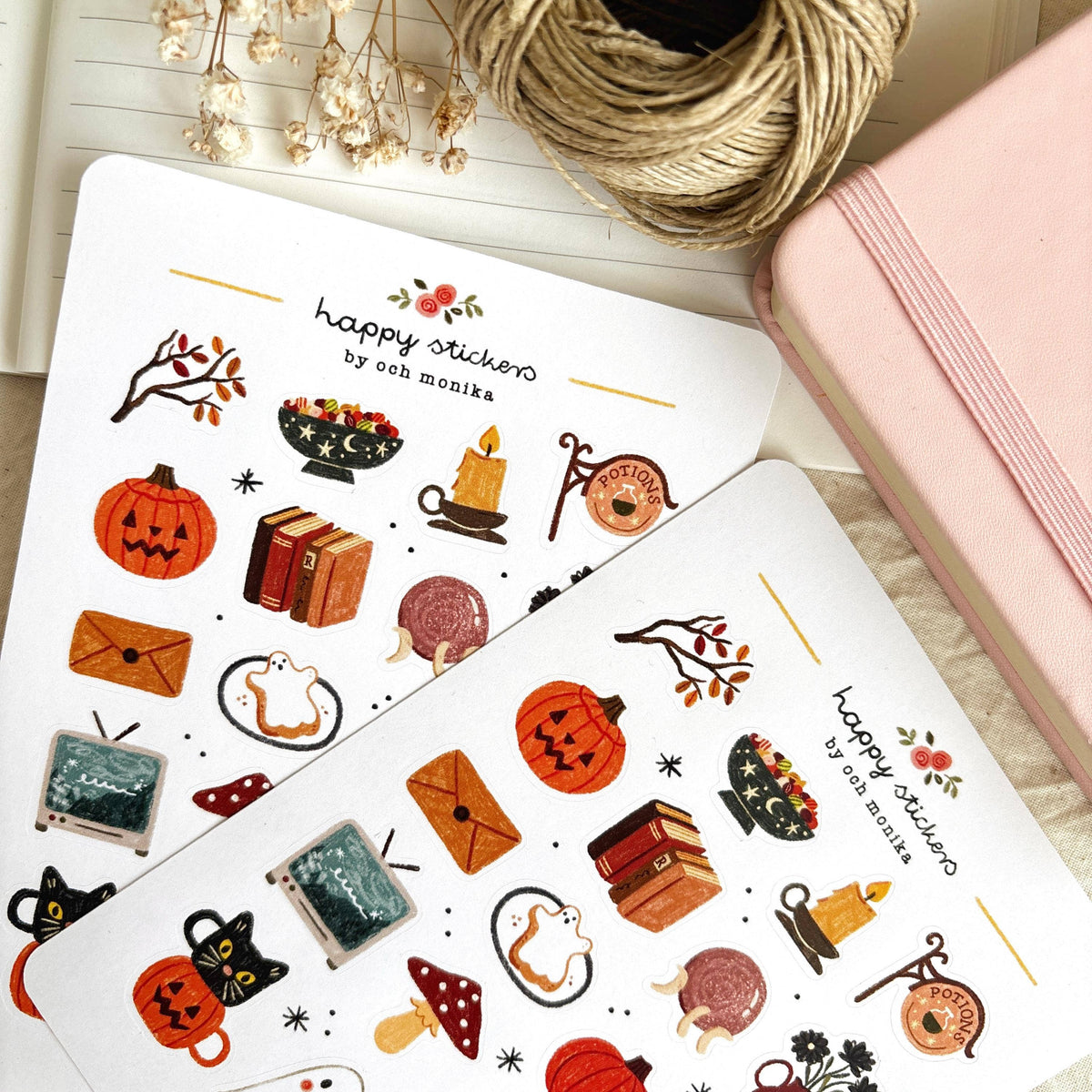 Planche d'autocollants A6 - Halloween effrayant